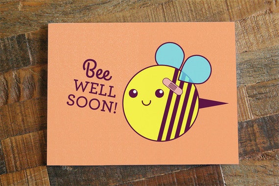 Get Well Soon Card Bee Well Soon Bee pun card