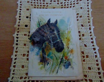 Vintage Birthday Card for Husband Horse Lover 1960s