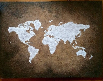 Antique Style World Map on Canvas