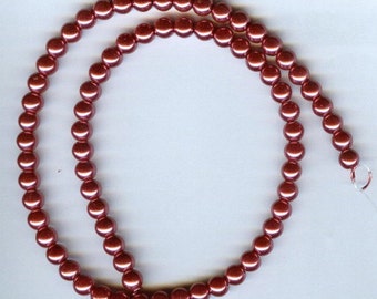 6mm Elegant Raspberry glass pearls 25 plus pcs