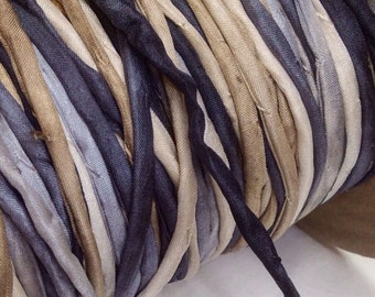 Pure Silk string cord hand dyed in Stonehaven Colorway for Jewellery Drawstring Beading