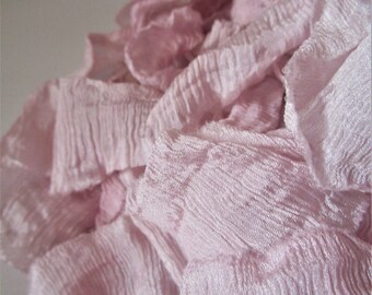 6 Yards PALE DUSTY ROSE Superior Silk and Chiffon Hand Dyed Sari Silk Ribbon