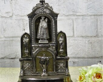 Our Lady of Montaigu Vintage Virgin Mary Madonna with Child Spelter Chapel