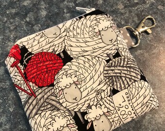 Notions pouch, Mini Notion Bag, Zippered Notion Bag, Small Notion Bag, Stitch Marker Bag