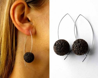 Silver earrings, earrings, silver, LAVA Brown, brown, handmade new