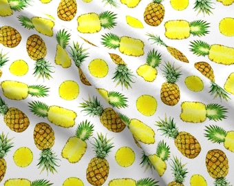 Summer Pineapples Fabric - Pineapples By Svetlana Prikhnenko - Watercolor Summer Fruit Cotton Fabric By The Yard With Spoonflower