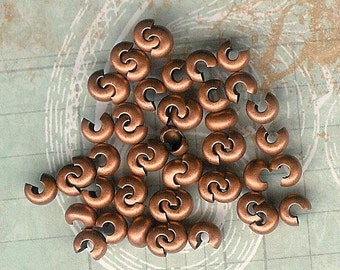 4mm Antique Copper Crimp Cover, 144 piece pack, Copper Crimp Cover, Antique Crimp Cover, Copper Knot Cover, Julie's Bead Store, Bead Source