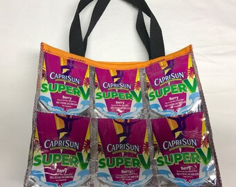 GO GREEN Fun Purse made with Recycled Juice Pouches Variety repurposed, upcycled