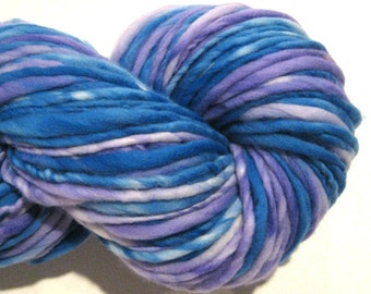Super Bulky Handspun Yarn Lavender's Blue 148 yards hand dyed merino wool purple yarn waldorf doll hair knitting supplies crochet supplies