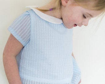 Girls blue blouse with Peter Pan collar
