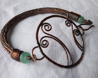 Earthy Boho Spring Fern bracelet Green Aventurine Recycled Copper Freya Earthy Boho Hippy Chic