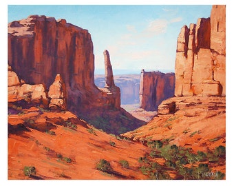 CANYON PAINTING DESERT Landscape Painting Traditional Art by listed Artist G. Gercken