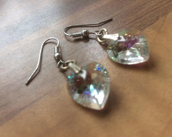 Vintage loveheart crystal earrings