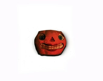 Halloween Brooch, Jack O Lantern, Pumpkin Brooch, Thanksgiving, Halloween Badge