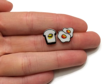 Eggs and Toast Stud Earrings