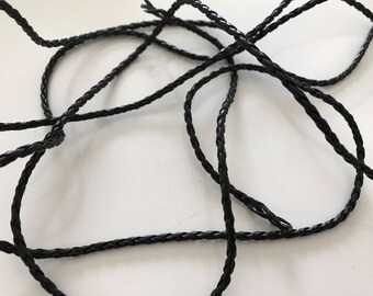 Braided faux leather Black 2 mm cord