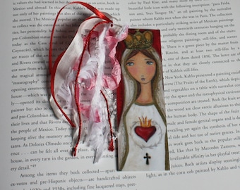 Virgen de Fátima - Laminated Bookmark Handmade - Original Art by FLOR LARIOS