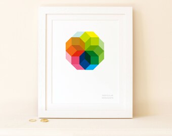 Octagon Repeat Colour Wheel Print