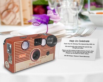 5 cameras-Vintage Kodak Brownie Reproduction Disposable Camera-24 exp, high speed Fuji color film, with flash -- can be PERSONALIZED