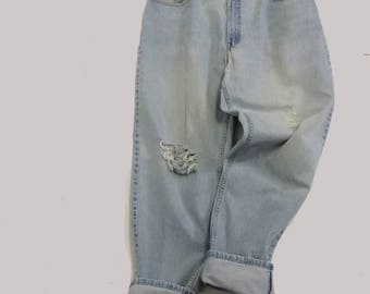 38 Raw Destroyed Vintage Levi Boyfriend jeans 38 waist denim jeans