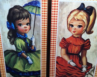 Art Print, Art, Vintage Art, 1960s, Wall Art, MAIO Big Eyes, Boho Wall Art, Retro Art, Vintage Wall Art, Art Work, MOD Art, Parasol Girls