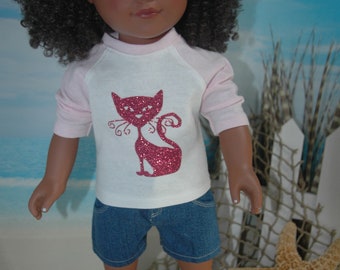 American, made, girl, doll, graphic tee, shirt, FREE pajama pants, 18 inch doll