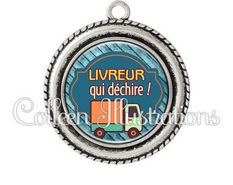 Cabochon 25mm pendant I am a driver that rocks - series 4