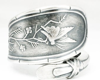 Rare Butterfly Ring, Sterling Silver Spoon Ring, Antique Whiting Japanese 1874, Fultterby Ring, Insect Ring, 925 Adjustable Ring Size (7129)