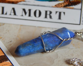 Semi Precious Lapis Lazuli Wire Wrapped Necklace