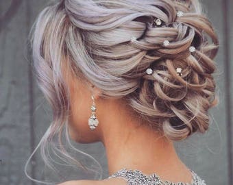 6 Bridal Hair Pins Crystal hair pin wedding Crystal Rhinestone hair pin Crystal hair pins wedding boho crystal hair vine wedding hair pins