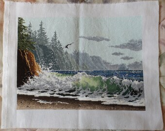 Ocean Coast finished cross stitch picture. New (#309)