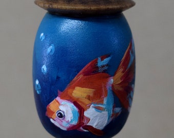Turned Wood Goldfish Ornament