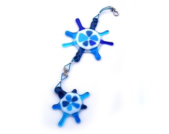 Fused glass blue suncatcher