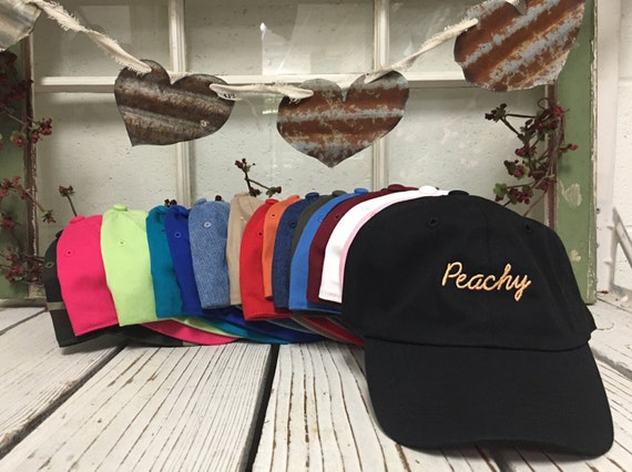 PEACHY Baseball Hat Low Profile Embroidered Baseball Caps Dad Hats Peach Thread