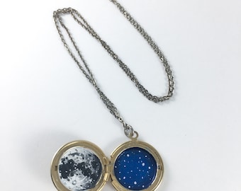 Secret Sky - hand painted locket necklace