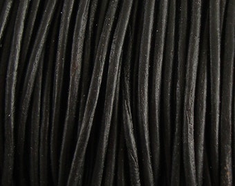 1.5mm Black Leather Cord, Round Cord, Genuine Leather, Natural Dye, Lead Free, Soft Leather Cord, Choose Length