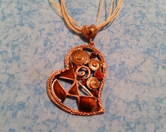 Large Heart Statement Necklace - Brown