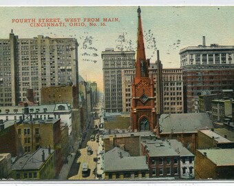 Fourth Street Panorama Cincinnati Ohio 1913 postcard