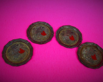 Lot of Four Metal Coasters~Patina~World's Fair 1982~Knoxville, Tennessee