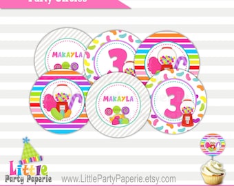Candy Birthday | Candy Shop | Cupcake Toppers | Party Circles | Digital | Printable | Design 15050