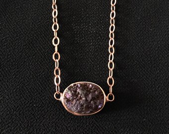 Deep Purple Stone Rose Gold Necklace