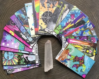 Mini Tarot cards, Magnetic Major Arcana deck, 22 handcut cards, Rider Waite remake by lotusfairy