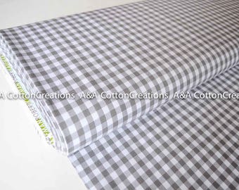 Grey 1/4" Plaid Cotton, Carolina Gingham, Grey Scarf Fabric, Plaid Quilting fabric, Apparel Fabric,Plaid cotton Scarf,Robert Kaufman