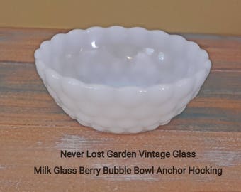 Milk Glass Berry Bubble Bowl Anchor Hocking Glass Vintage