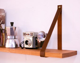 Sangles en cuir suspension étagère