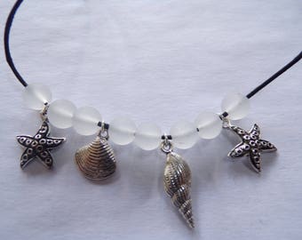 Seashells,starfish and seaglass choker
