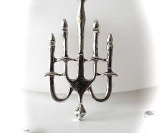 2 PENDANTS CANDELABRA CANDLESTICKS in silver