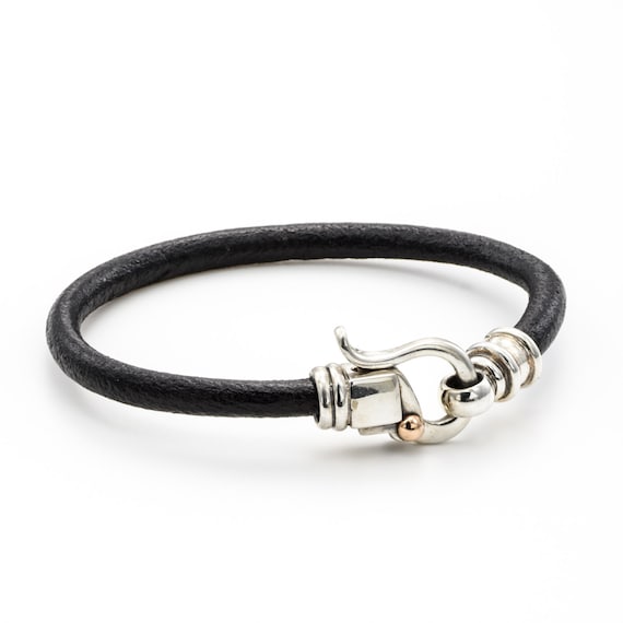 LEATHER BRACELET /leather cord bracelet / Black leather bracelet/ birthday Gifts / leather bracelet silver clasps/ handmade jewelry