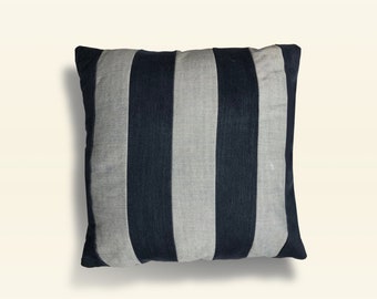 Eco-friendly upcycled ”boyfriend jeans” denim pillow with recycled water bottle fiber backing - free shipping in USA