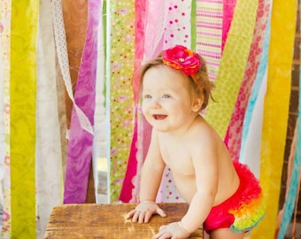 BLOOMERS and HEADBAND, Bloomer, Baby Bloomer, Diaper Cover,Ruffle Bum Baby Bloomer and Baby Girl Headband -Photo Prop Set- My2lilPixies